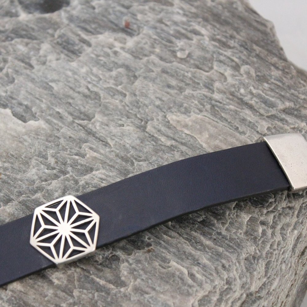 Blue Leather Bracelet
